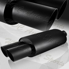 3 Dual Slant Tip Dtm 2.5 Inlet Black Stainless Steel Exhaust Resonator Muffler