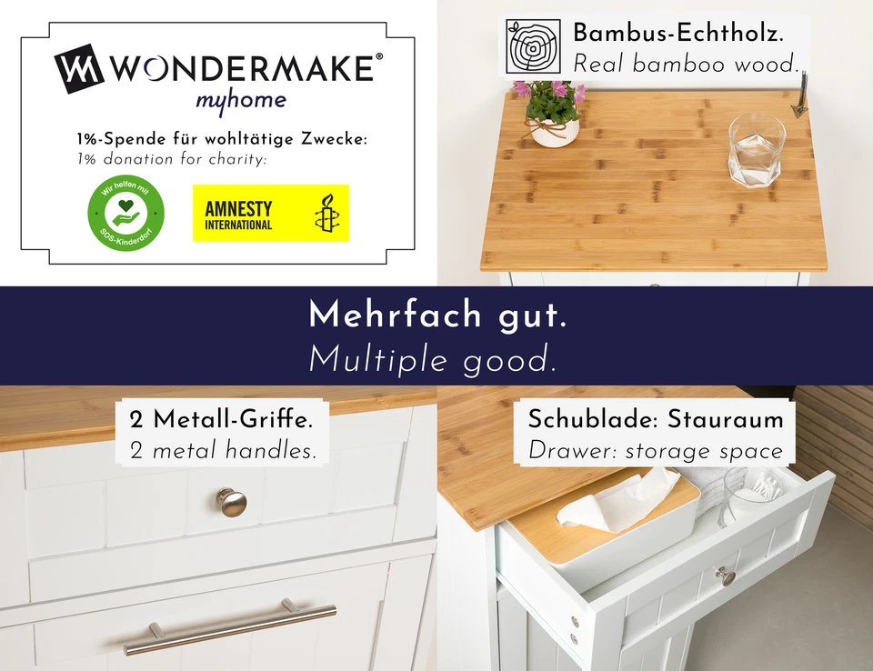 Wäscheschrank Mülleimer-Schrank Wäschesammler Bad Wäschebox Abfall-Schrank Küche - Bild 4 von 4