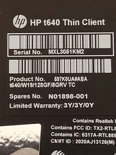HP t640 AMD Ryzen R1505G 2.40GHz 8GB RAM 128GB SSD Thin Client 
