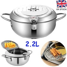 20CM 2.2L Non-Stick Chip Deep Fat Fryer Cooking Tempura Fryer with Thermometer