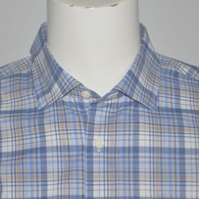 NWT JOHNNIE-O Hangin Out Dylan Blue Plaid 100% Cotton Casual Shirt Sz M