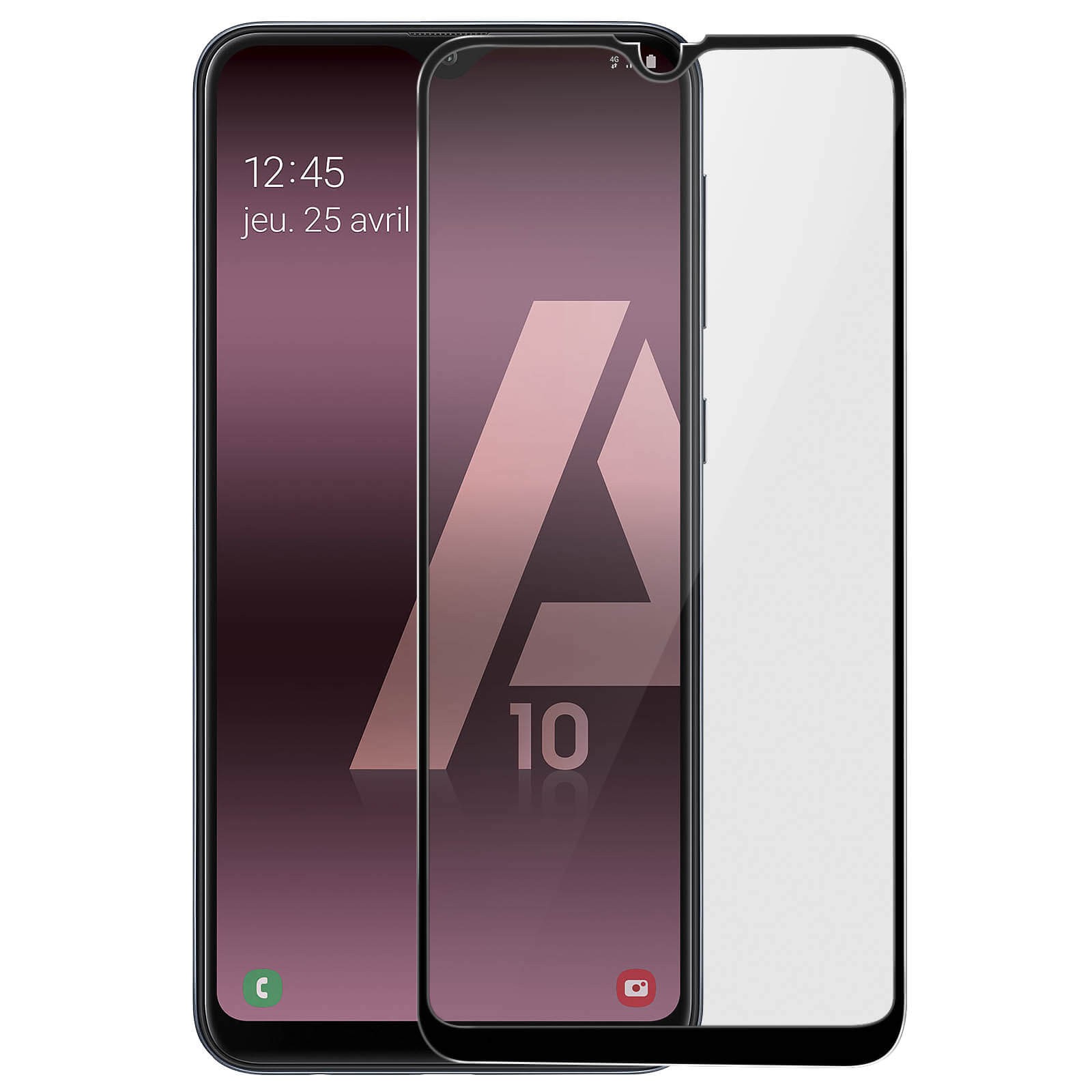 Protection d'écran premium pour Galaxy A10 en verre trempé bord noir