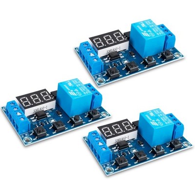 3 Stück DC 6-30V Verzögerungsrelais Zeitprogrammierbares Relais mit LCD Display, 5V Typ-C, S