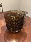 Vtg Pyrex England Smoked Glass Handled Soup Cereal Bowl Amber Brown 5” Lot Of 5