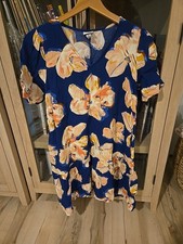 A New Day Women's Blue Floral Print Dress Midi Xs