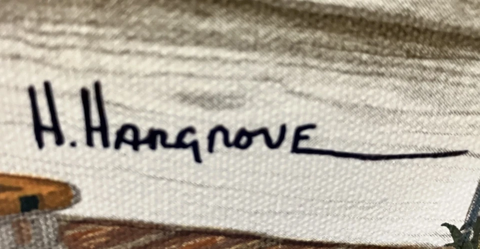 Lona H Hargrove 12x16 El perro se comió mi tarea niño afroamericano ábaco Foto 2 de 4