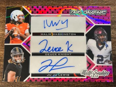  2024 Leaf Eclectic Juju Lewis, Deuce Knight, Malik Washington TRI Auto #4/7