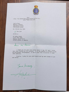 ALS with signed photo Vice Admiral Dato’ Abdul Wahab bin Haji Nawi, Malay Navy