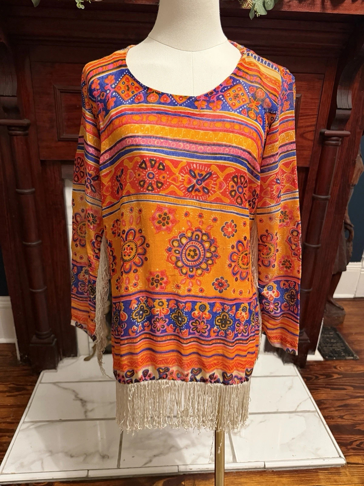 Vintage Victor Bijou Mini Dress Fringe Small