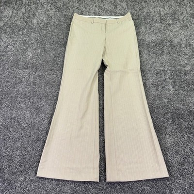 Express Design Studio Pants Womens 6 Beige Editor Wide Leg Pinstripe Dress Work