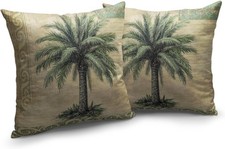 Palm Tree Pillow Covers 18x18 Set of 2 Hawaiian Tropical Leaf Decorative Throw P
