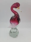 Vintage MURANO ART GLASS PINK PURPLE Fuschia Gold Sommerso Duck Figurine