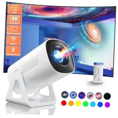 Portable WiFi and Bluetooth Projector - 4K 1080P Supported Mini Movie 