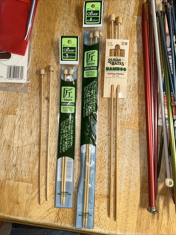 4 Sets Of Bamboo Knitting Needles Clover Bates NEW