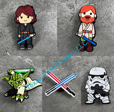 5-Pack Clone Star Wars Shoe Charms FOR Clogs Anakin Skywalker Obi-Wan Yoda Charm