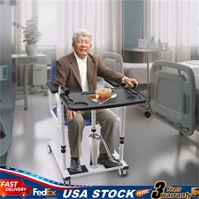 150kg Hydraulic Patient Lift Portable Transport Wheelchair W/Tabletop For Home