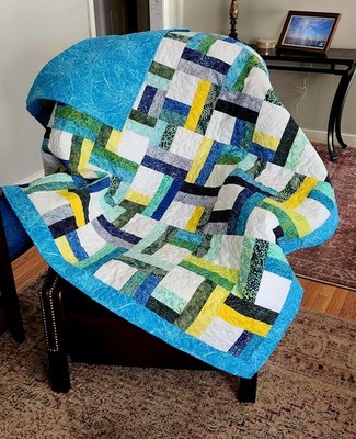 Homemade Quilt  60'' x  67''    BATIKS.  Two Step