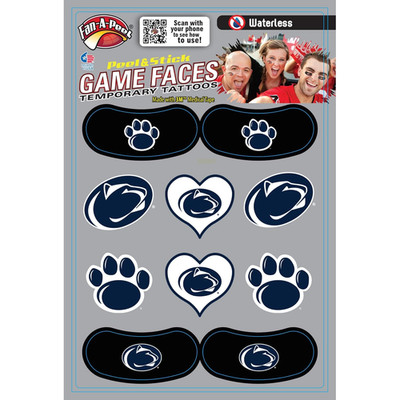 Penn State Nittany Lions Waterless Temporary Tattoos - Hypoallergenic Peel & Sti