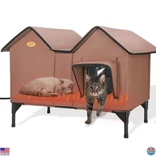 Extra Large Heated Cat House - Weatherproof Insulated Shelter for Stray Kitties