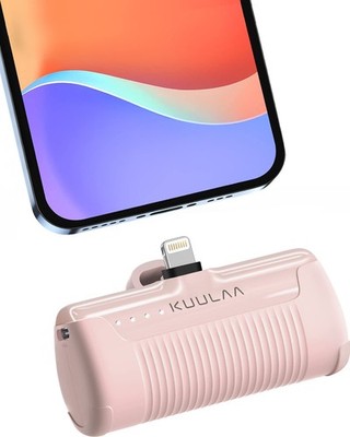 Kuulaa Portable Phone Charger, Small Power Bank 4500mAh Mini Pink 