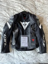 Dainese Avro 5 Leather Motorcycle Motorbike Jacket - Black/White/Anthracite UK38