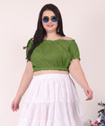 Women's Cotton Plus Size Crop Top Puff Sleeve Off Shoulder Top Wholesale Mix Lot