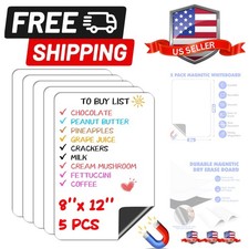 5 Pack Magnetic Dry Erase Board, 8'' x 12'' Magnetic Whiteboard for Fridge, F...