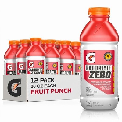 Gatorlyte Zero Sugar Rapid Rehydration Electrolyte Drink, Fruit Punch, 20 Fl Oz