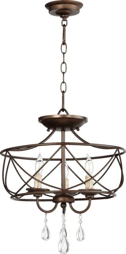 Three Light Oiled Bronze Up Chandelier - Picture 1 of 1