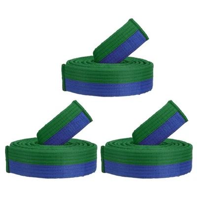 Taekwondo-Ranggürtel,3er-Pack 1,6"x7Ft 2,2M Judo-Karate-Gürtel,Grün-Blau - Bild 1 von 4