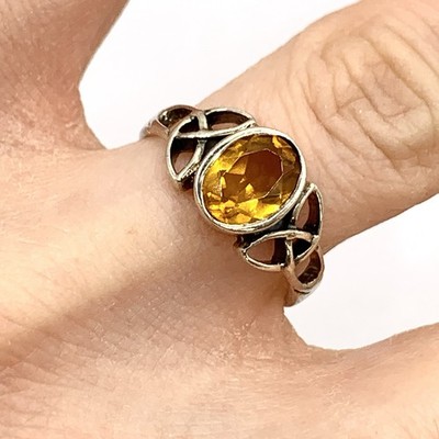 925 Sterlingsilber orange Edelstein Zargenfassung keltischer Stil Ring-verfügbare Größen