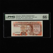 1988 Gibraltar British Administration 1 Pound Pick#20e PMG 66 EPQ Gem UNC 02