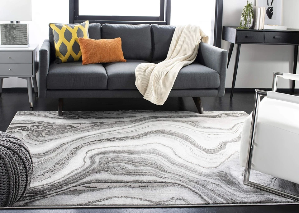 Craft Collection 口音地毯 - 2 英尺 3 英寸 x 4 英寸,灰色和银色,现代抽象装饰... — 第 2/4 张图片