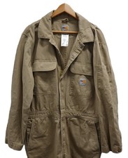 Carhartt FR CAT 2 Coveralls Size 40 Khaki Brown Durable - Flaws