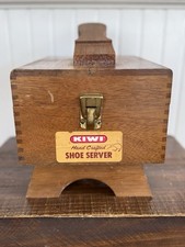 VTG Wood KIWI Oak Shoe Server Shine Kit Box Single Latch With Extras Polish