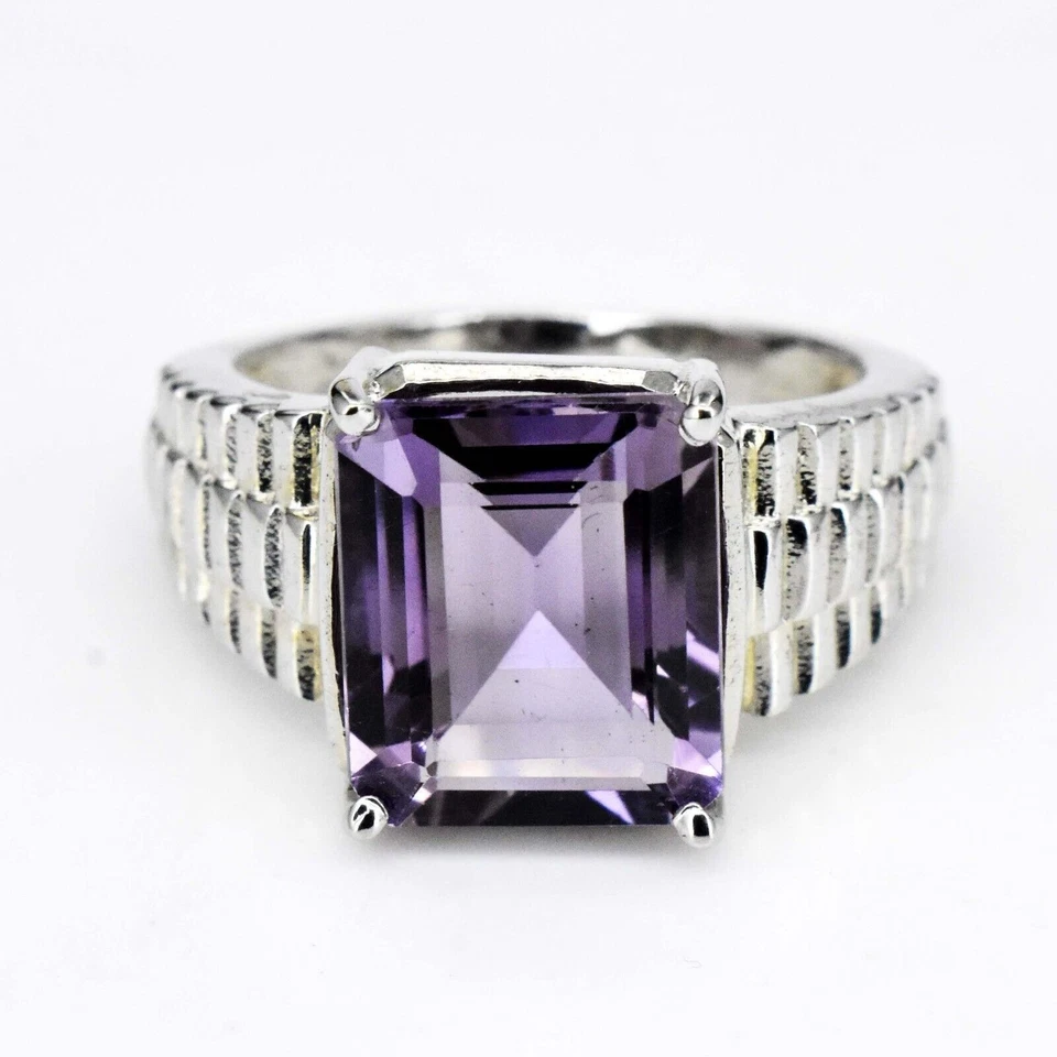 6.14 Gm Natural Amethyst 925 Sterling Silver Men's Anniversary Ring US 8 - Image 3 of 4