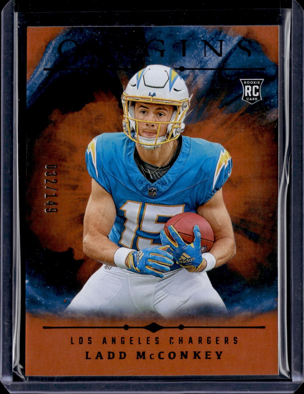 2024 Panini Origins Holo Orange #139 Ladd McConkey 032/149 RC Chargers