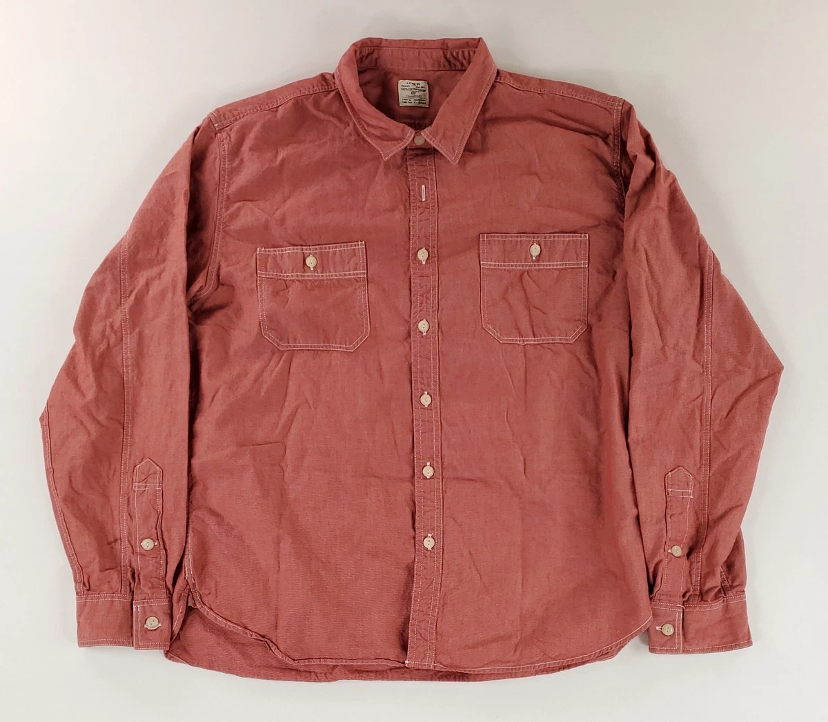 Chambray Red Casual Button-Down Shirts for Men for sale | eBay