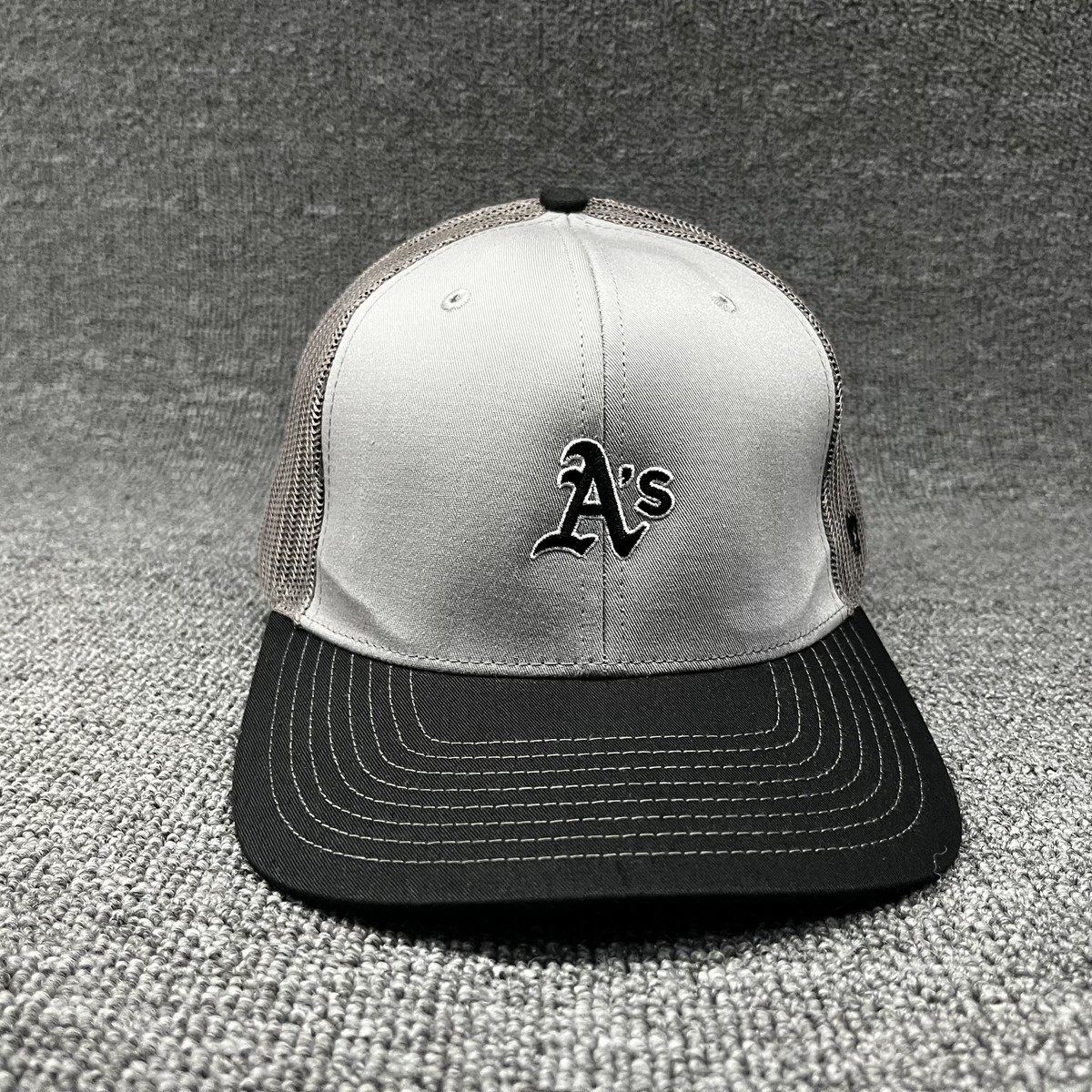 '47 Brand Oakland Athletics A's Trucker Snapback Hat Gray Black Mesh Cap