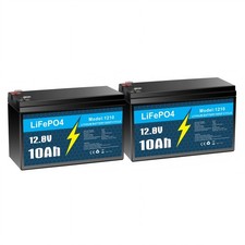 2 Pack 12V 10Ah LiFePO4 Lithium Battery, Built-in 10A BMS, for RV Solar Marine