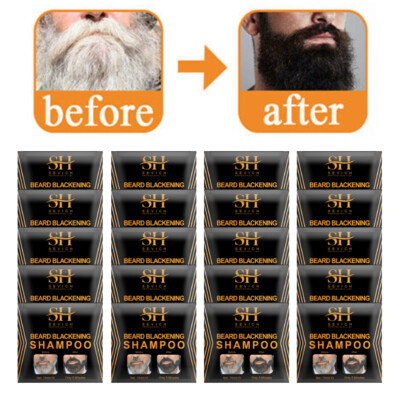 5-20PCS Instant Herbs Mustache Beard Coloring Darkening Black Dye Shampoo 5 Mins