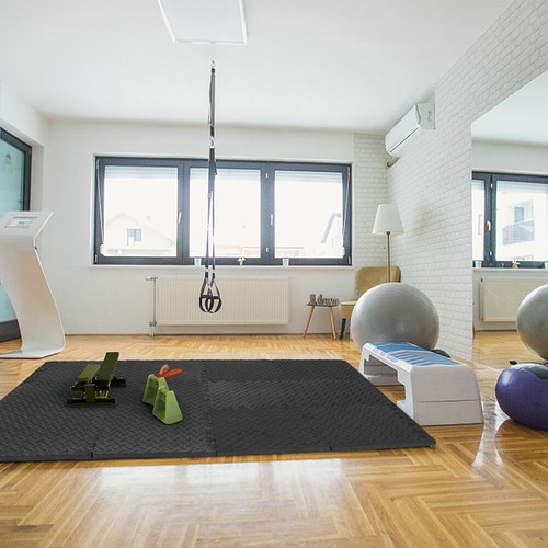 12 Pieces Puzzle Exercise Floor Mats Workout Gym Equipment Mat Black - Picture 11 of 12