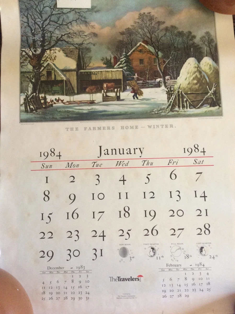 Vintage 1984 The Travelers Currier Ives Calendar Incomplete 8 Months ONLY | eBay vintage-1984-the-travelers-currier-ives-calendar-incomplete-8-months-only-ebay