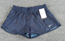 NIKE WOMEN'S DRI FIT BRIEF LINED SHORTS 3" MID RISE LOOSE FIT BLUE MEDIUM