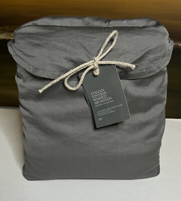 Restoration Hardware Italian Vintage-Washed 600 Sateen Duvet CAL KING Graphite