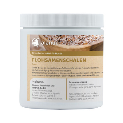 alanui Flohsamenschalen ganz für Hunde, 250 g Dose