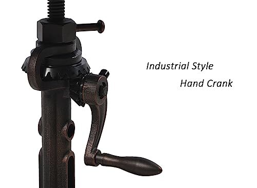 Round 19.6'' Metal Wooden Side Table Industrial Style Tea Table Hand Crank - Picture 8 of 8