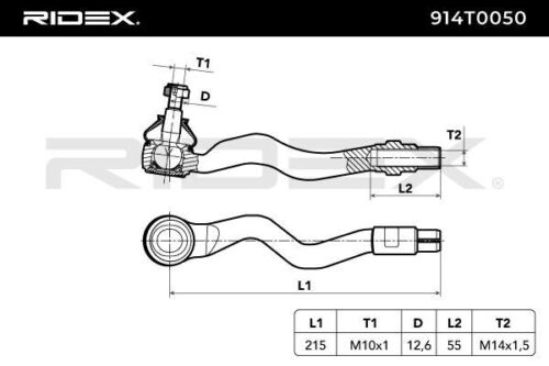 RIDEX 914T0050 Rotule de direction M10X1 gauche Essieu avant BMW 3 *NEUF* - Bild 1 von 2