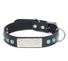 Stainless Steel Cuban Link Dog Chain Collar Studded Pet Collar BLACK 