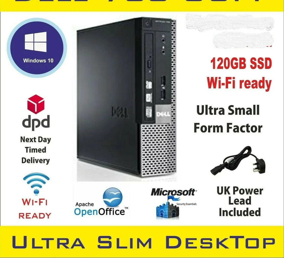 DELL OptiPlex 790 USFF Core i3-2nd 4GB RAM 120GB SSD WiFi Win10 Small Desktop PC - Image 2 of 4